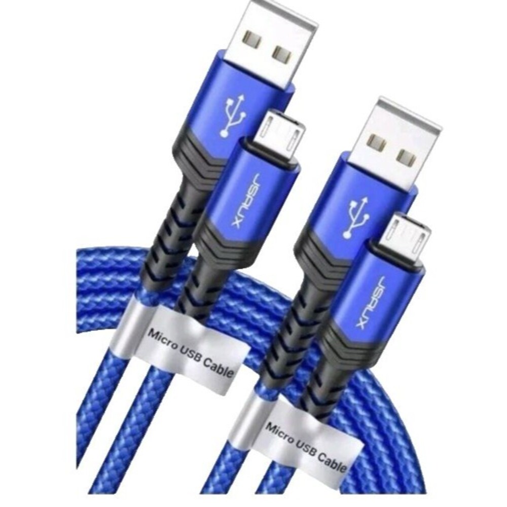 JSAUX 2 Pack Micro USB to USB-A Braided blue Cables CC0023 6.6 FT Each